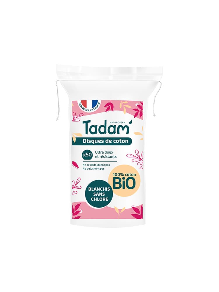 Tadam' 50 Disques Ovales Ultra Doux et Résistants de Coton Bio