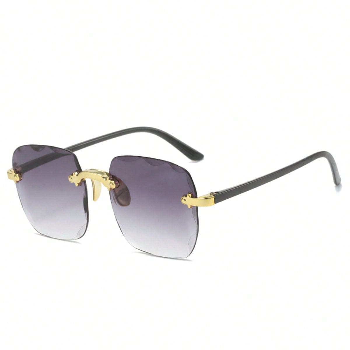 1 paire de lunettes de soleil carrées sans monture, à la mode et branchées avec un design de bordure découpée, élégantes lunettes de soleil