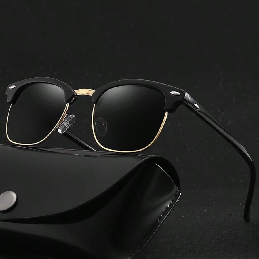 1 pièce Lunettes de soleil polarisées à demi-monture personnalisées pour hommes et femmes, décoration de rivets à la mode, accessoires de style