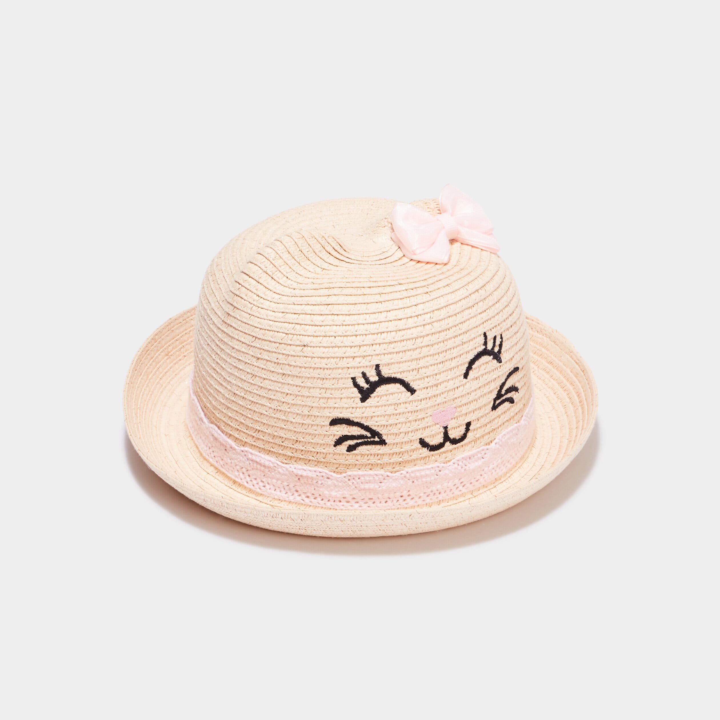 Chapeau détail crochet et tressé noeud sable bébé fille